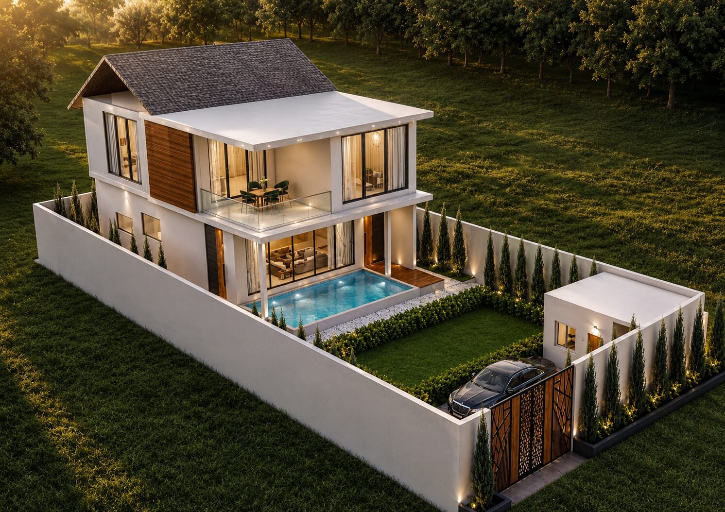 DA Paradiso villa street view showing quality construction